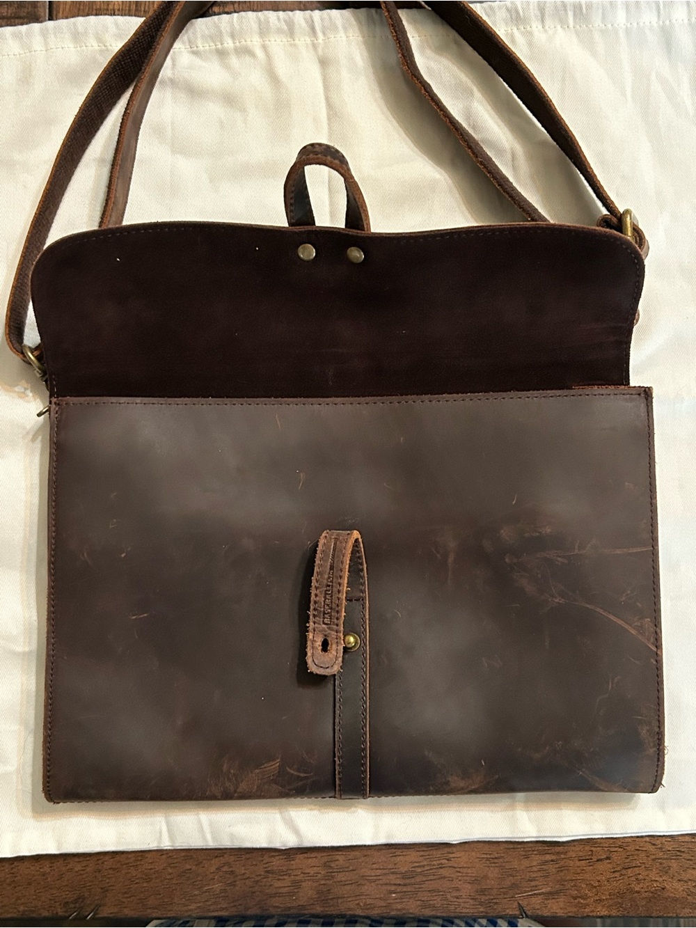 Leather Crossbody Bag in Dark Brown - Classic Women's Shoulder Bag - Picture 7 of 11